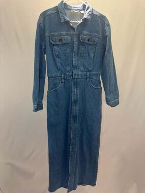 Universal Thread Women's Long Sleeve Denim Maxi Shirtdress in Medium Wash